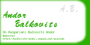 andor balkovits business card